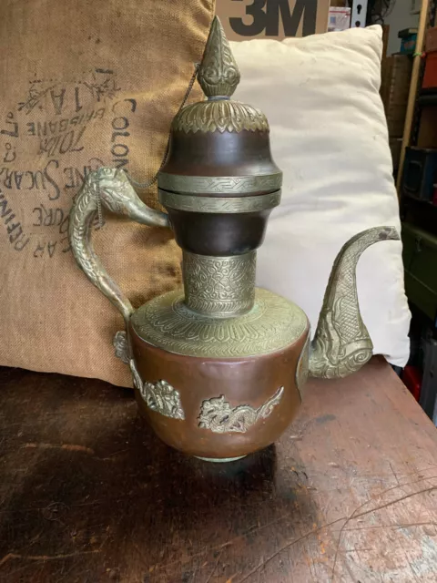 Antique 19th Century Large Tibetan Copper & Brass Teapot "Stunning"