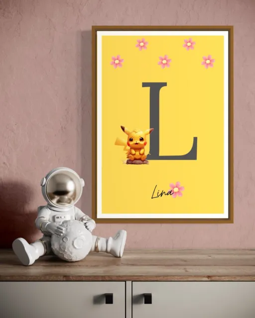 Personalisierter Baby Namen Poster, Pokemon Pikachu , Babyshower, Kinderzimmer