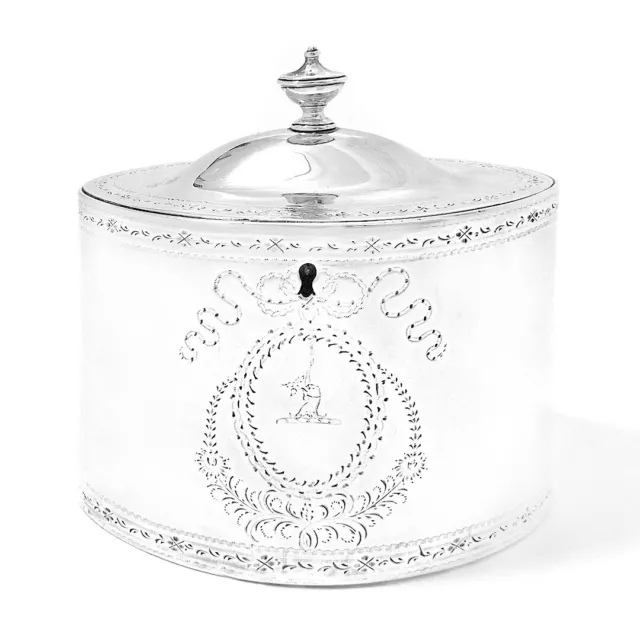 Elliptic Georgian / George III Sterling Silver Tea Caddy by Charles Hougham 1787