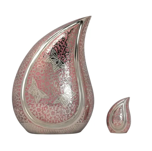 Stunning Silver Teardrop Urn for Ashes Solid Brass Superior Human Cremation
