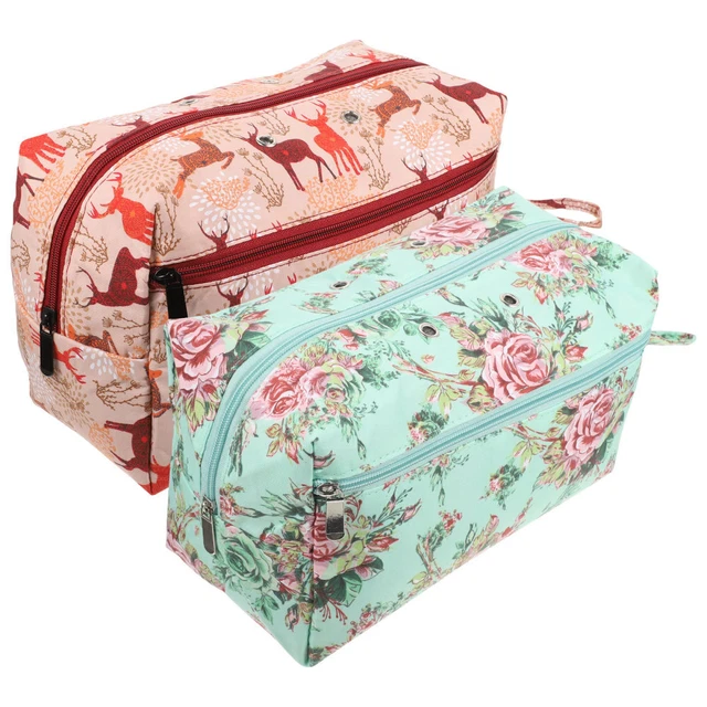 2 piezas Bolsa de almacenamiento de lana Oxford tela bolsas de ganchillo para ganchillo