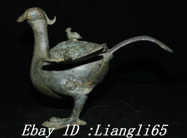 11.4'' Shangzhou Bronze Ware Phoenix Phenxi Bird Birds Weihrauchbrenner Censer