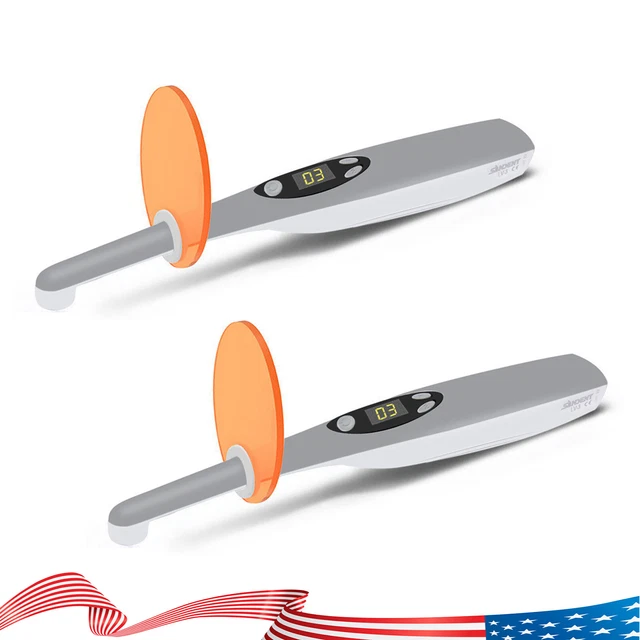 2* Dental Wireless Cordless LED Curing Light Lamp 3 Second Fast Cure 5W 2200mw