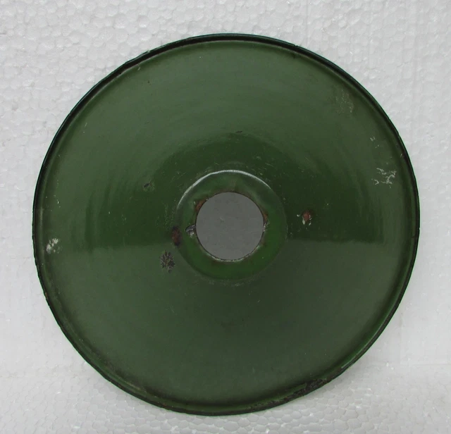 Vintage Collectible Enamel Porcelain Green & white Electrical light Lamp Shade