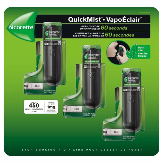 Nicorette QuickMist Fresh Mint 150 sprays, 3-pack 