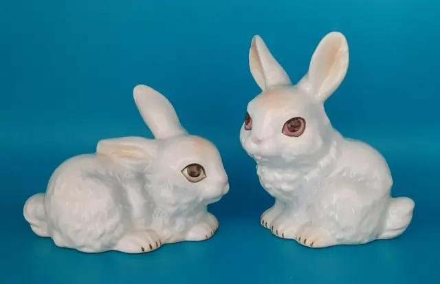 PAIR of Goebel White Porcelain Bunny Rabbit Figurines, #34-814-06 W. Germany