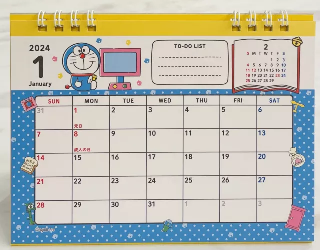 DORAEMON DESK CALENDAR 2024,from January to December,Japanese Edition
