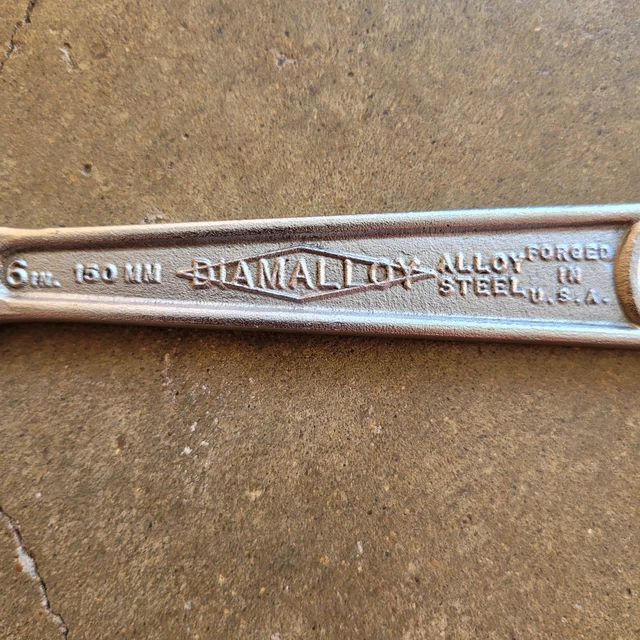 DIAMOND TOOL & Horseshoe 6" ADJUSTABLE WRENCH DIAMALLOY U.S.A. 18.95