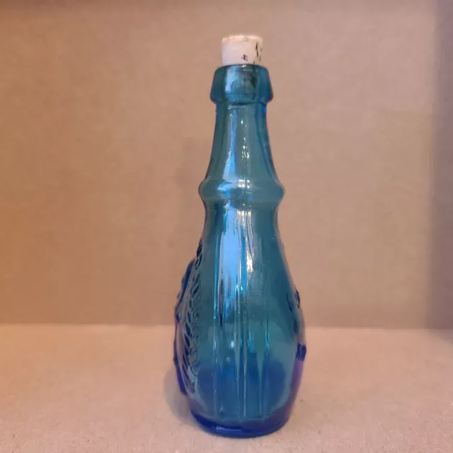 Vintage Blue Mini Wheaton Glass Bottle Jenny Lind Swedish Nightingale Repro 3" 2