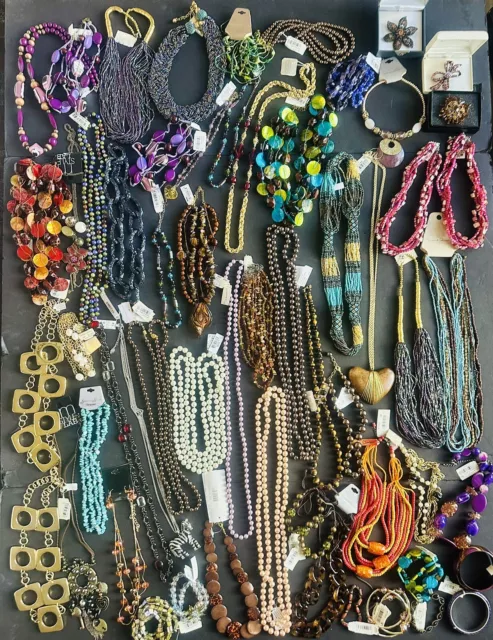 Vintage NOS Fashion Jewelry 59 Pc Lot Macys Emporium Necklaces Bracelets Pins
