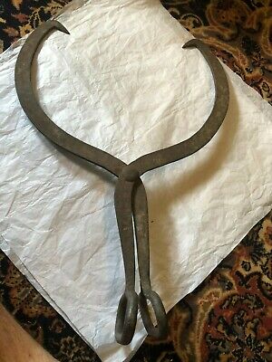 Vintage Ice Block Tongs Large Double handle Wrought Iron hay bale farm tool 22"