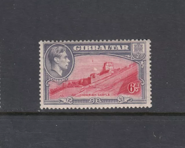 GIBRALTAR: 1938-51 KGVI, 6d Carmine & Grey-violet Perf 13½ SG 12 £48, MLH.