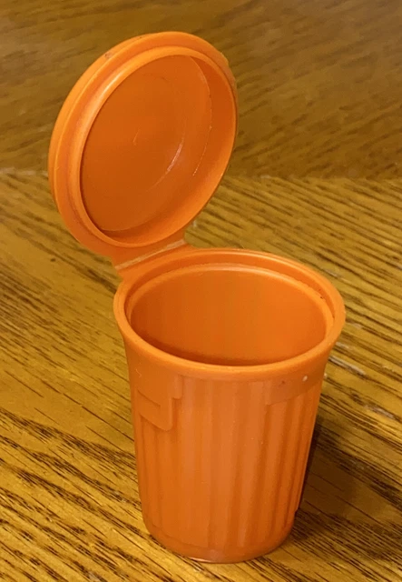 Vintage Topps Chewing Gum GARBAGE CAN-DY Candy Container 2” Orange FREE SHIPPING