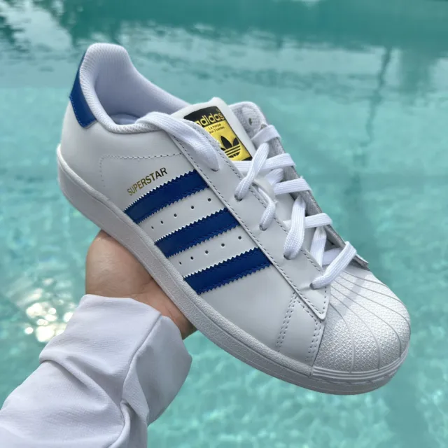 Adidas Originals Superstar White/Equipment Blue Big Kid's Shoes S74944 size 6