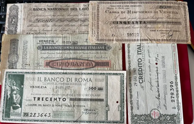 #B11 Lotto Assegni Banco di Roma Credito Italiano Venezia Banca Commerciale