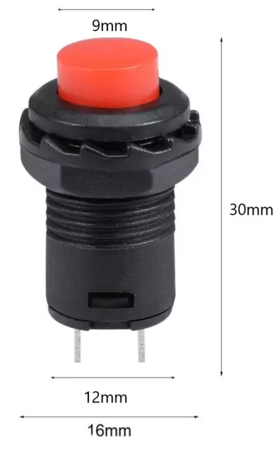 Red or Black Momentary Round Push Button Switch SPST Car Dash 12V