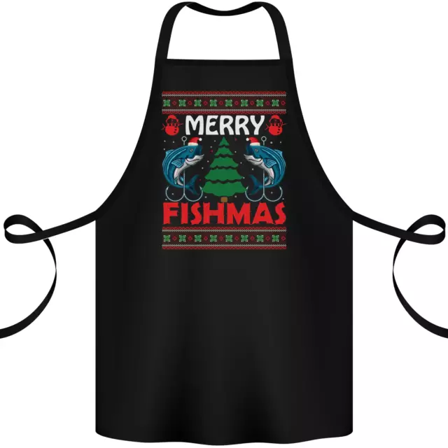 Merry Fishmas Funny Christmas Fishing Cotton Apron 100% Organic