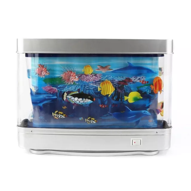 Mini Fish Tank Aquarium Sea View Fish LED Light Lamp Desktop Ornamental Decor 4