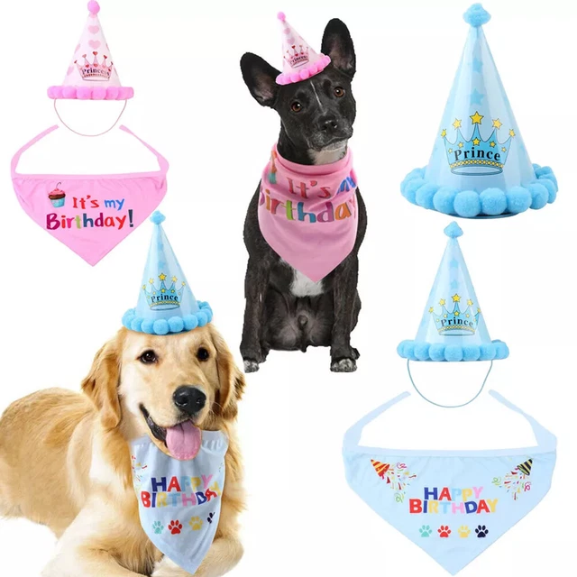 Bandana D'anniversaire Pour Chien Rose Réversible - Tissu Polyester, Taille 65x44,7 Cm, Message Fête - 4
