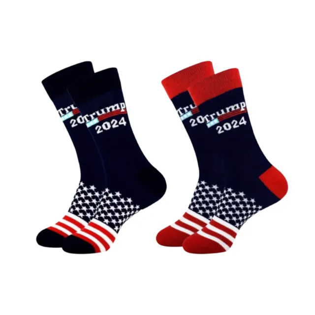 2 Pairs 2024 Donald Trump Patriotic American Flag Novelty Socks, One Size