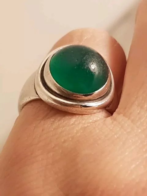 ❤️ Fabulous Rare Art Deco Danish Georg Jensen 46D Silver & Chrysoprase Ring ❤️