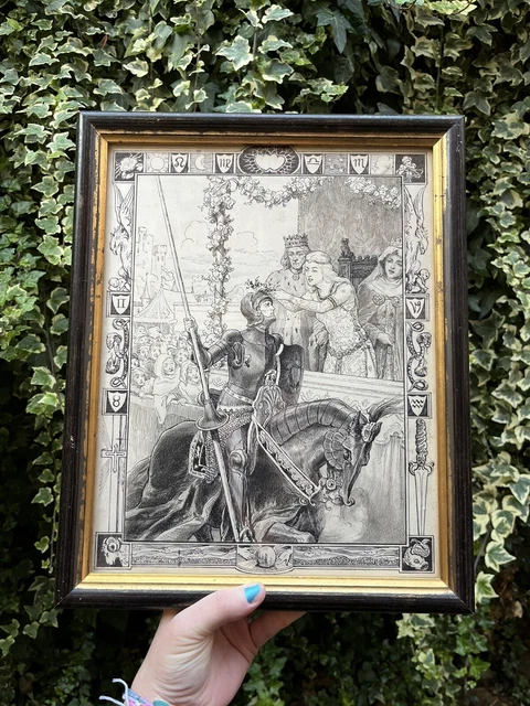 RARE EARLY 20TH Century Pen And Ink Drawing Guinevere Lancelot ...