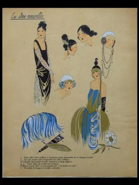 French Art Deco Fashion, Accessories -1922 Pochoir Print- Idees Nouvelles