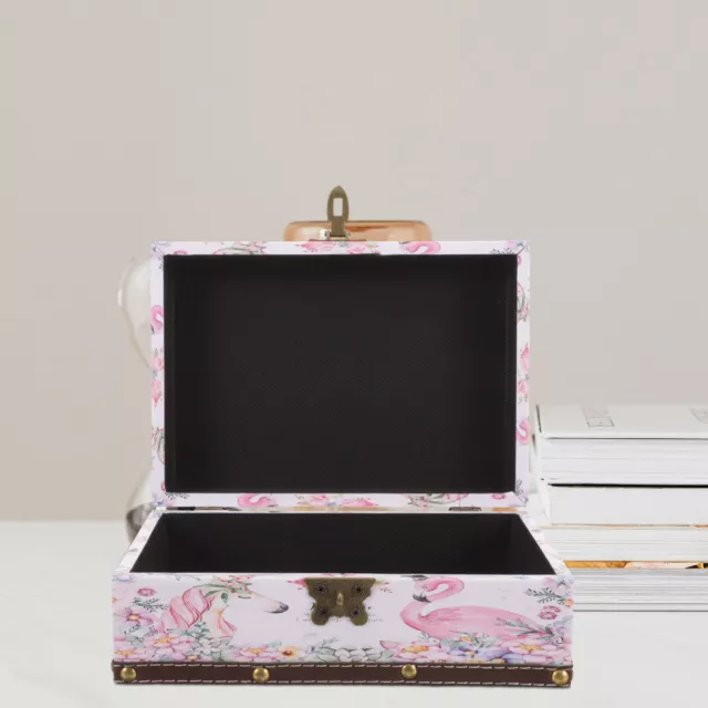 Vintage Flamingo Wooden Jewelry Box Trinket Organizer-