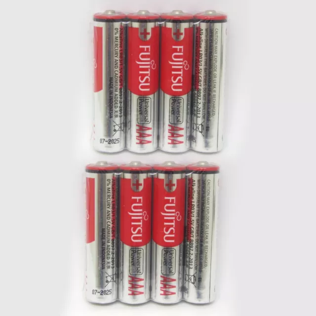 2X Shrink Pack Of 4 Fujitsu Universal Power Alkaline AAA LR03 MN2400 Battery