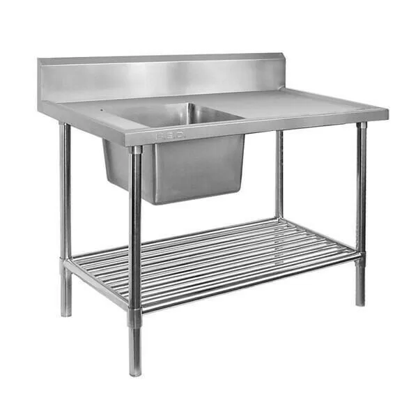 Stainless Steel Sink Bench 2400 W x 600 D with Single Left Bowl and 150mm Splash