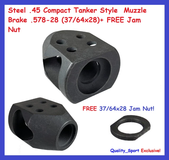 thumbnail image 2 of Steel .50 BEO / 12.7x42mm Muzzle Brake - 49/64x20 TPI With Jam Nut 2 of 3