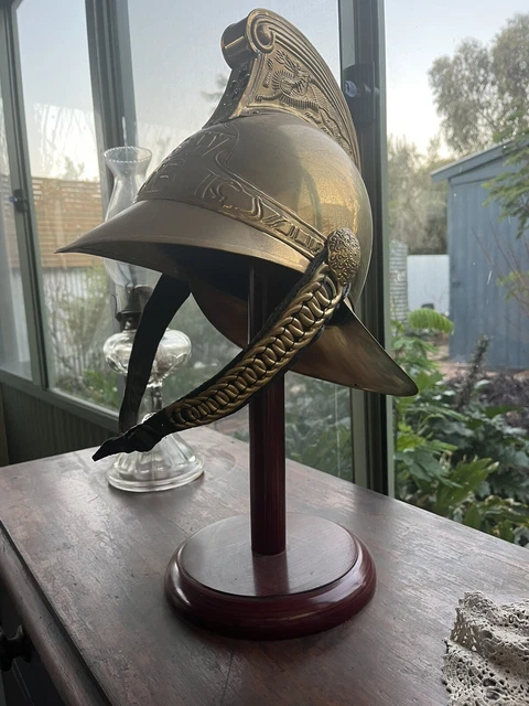 Original Rider Fireman BRASS ANTIQUE FINISH Fireman Fire Fighter Helmet MFB Fire Brigade Rider ...
