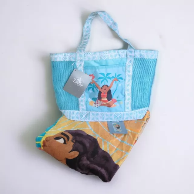 Disney Store Moana & Pua Swim Bag Tote w/Snap Closure & Beach Towel Set for Kids