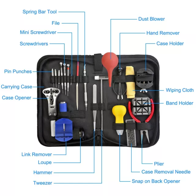Zip Case 21pcs Battery Watch Repair Tool Kit Changing Remover Screwdriver Tools 3