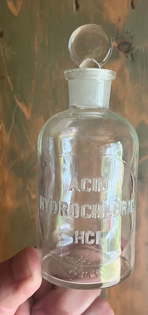 Vintage Antique Acid Hydrochloric Apothecary Bottle wheaton drig store
