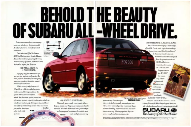 Subaru Legacy All Wheel Drive 2 Page Vintage Print Advertisement 8x11 1994