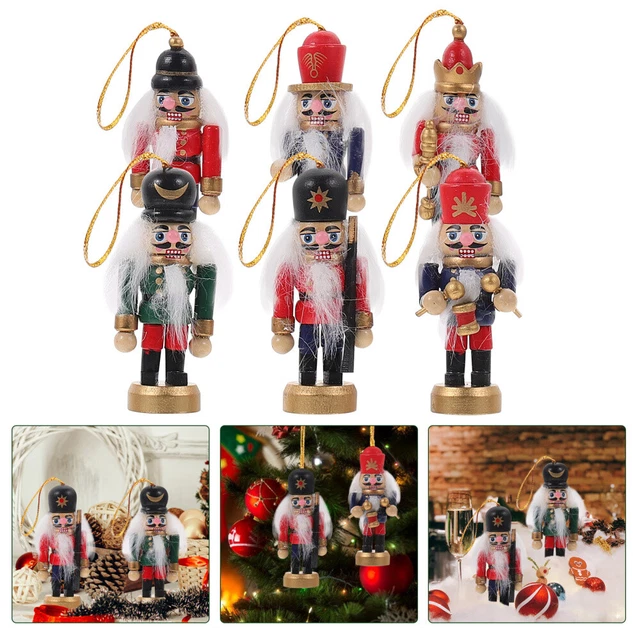 6 pz Ciondolo Schiaccianoci Legno Schiaccianoci Soldato Statua Giocattolo
