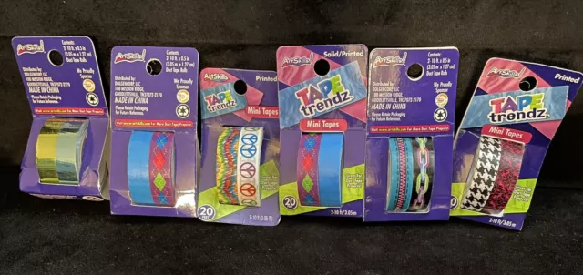 Lot of 6 Artskills Designer Trendz Duct Mini Tapes- Great For Projects