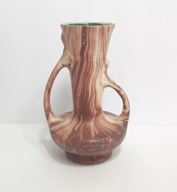 Vintage Romco Terra Cotta Swirl Double Handle Vase / Rocky Mountain Pottery