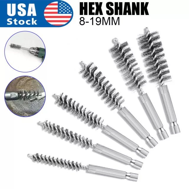 6/12pc Stainless Steel Bore Brush Wire Brush for Power Drill Cleaning Wire Brush