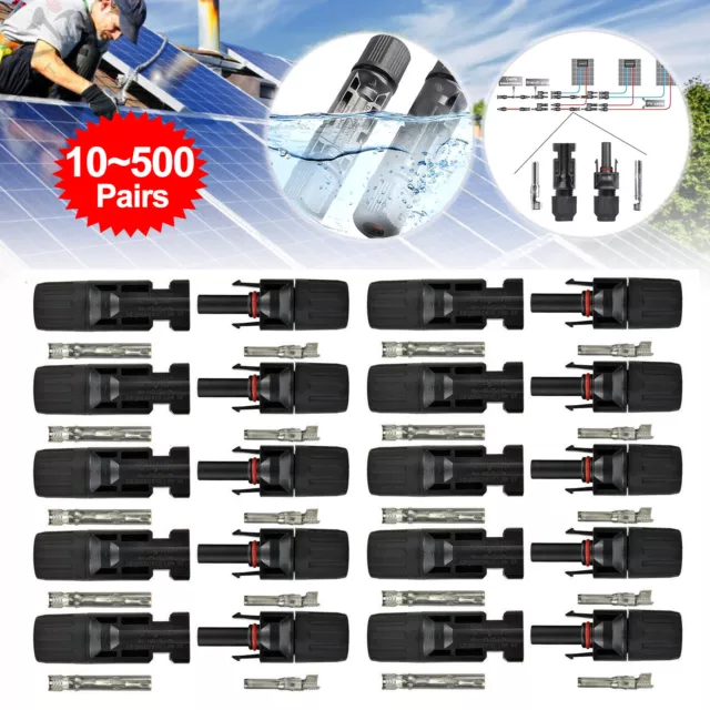 10~500 Pairs Solar Panel Connectors IP67 30A Line Plug Socket Male & Female