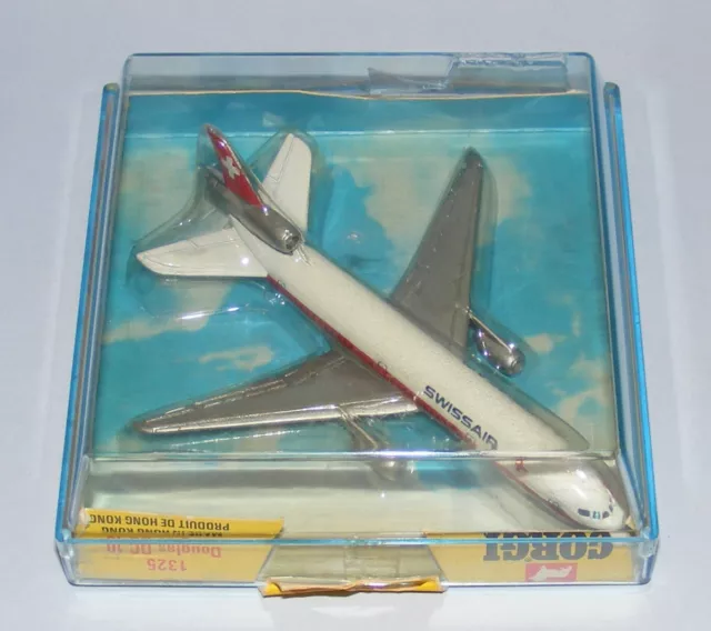 CORGI LINTOY 1325 SWISSAIR DOUGLAS DC-10 VINTAGE ORIGINAL 1970's NEAR MINT BOXED