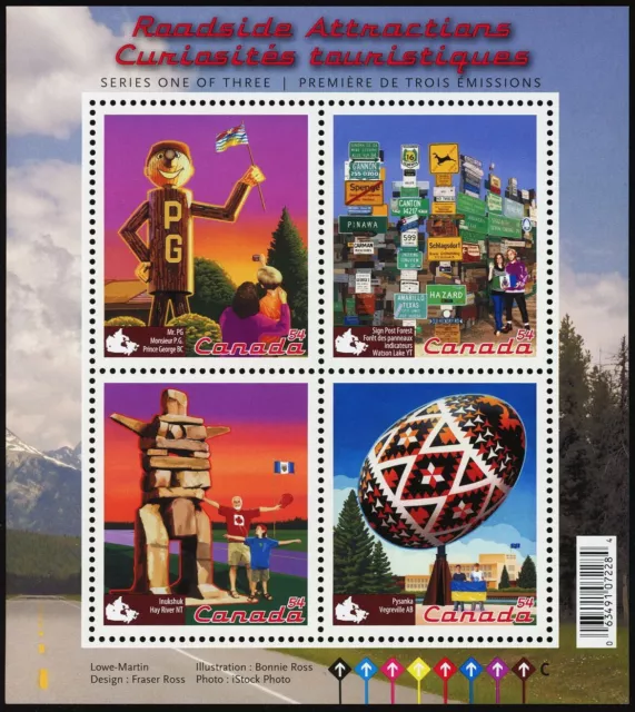 Canada Stamps Souvenir Sheet of 4, Roadside Attractions - 1, #2335 MNH