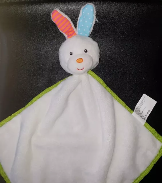 Neuf* - Doudou Plat Action Nanjing Kestrel Lapin Blanc Vert Orange Bleu Grelot