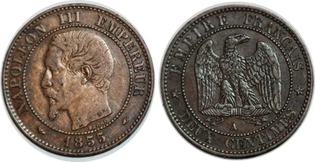 Napoleon Iii 2 Centimes 1855 A Chien