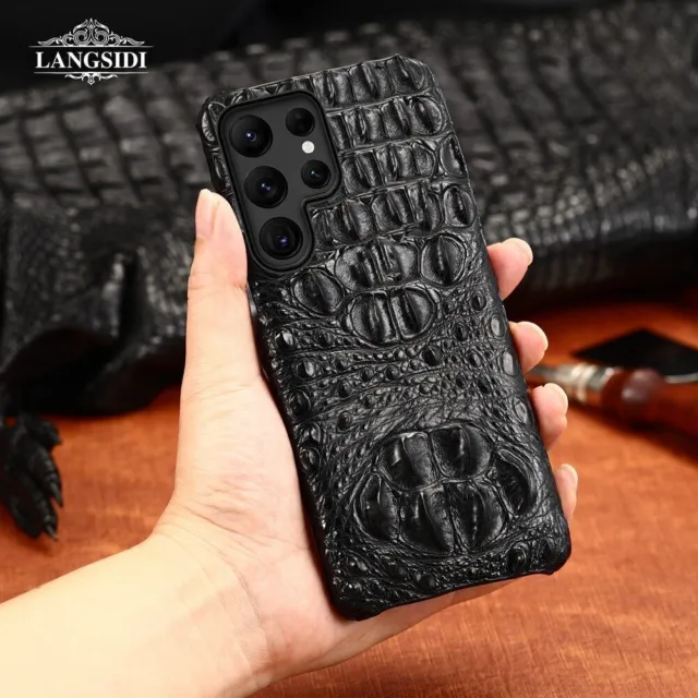 Genuine Crocodile Leather Case For Samsung S23 S24 Ultra Alligator Armor Cover