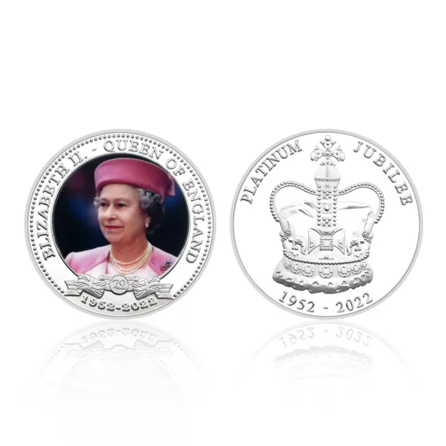 Queen Elizabeth II Silver Metal Challenge Coin 70th Anniversary Christmas Gift