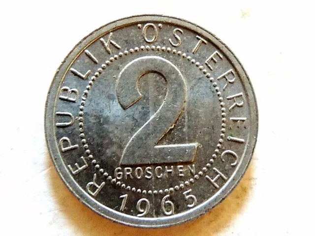 1965 Austrian Two (2) Groschen Coin