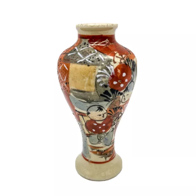 Asiática Miniatura Florero de Porcelana con Motivo, Pintado (12CM Altura)