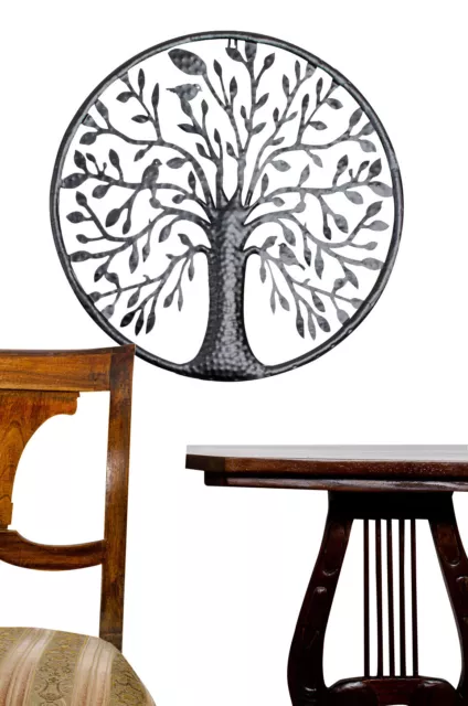 Decoración de la pared ornamento árbol metal estilo antiguo negro 55cm 2
